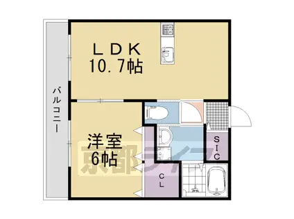 東海道本線 長岡京駅 徒歩10分 3階建 築1年(1LDK/3階)の間取り写真