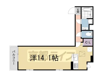奈良線 城陽駅 徒歩10分 3階建 新築(ワンルーム/1階)の間取り写真