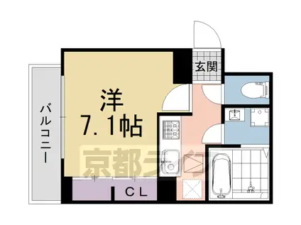 奈良線 城陽駅 徒歩10分 3階建 新築(1K/1階)の間取り写真