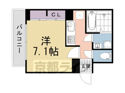 奈良線 城陽駅 徒歩10分 3階建 新築(1K/2階)の間取り写真