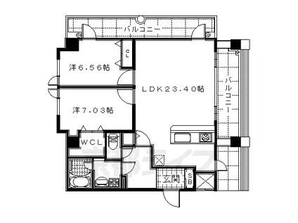 京都市烏丸線 烏丸御池駅 徒歩1分 12階建 築20年(2LDK/12階)の間取り写真