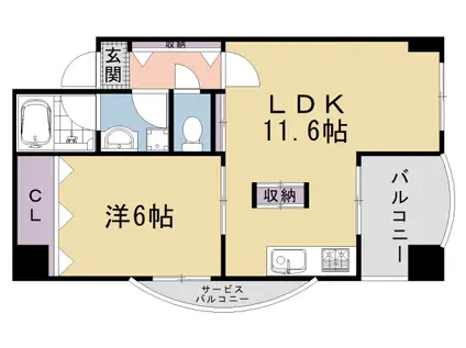 ライフプラザ烏丸御池(1LDK/4階)の間取り写真