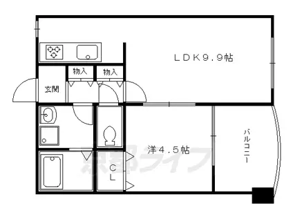ライフプラザ烏丸御池(1LDK/4階)の間取り写真