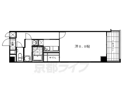 京都市烏丸線 烏丸御池駅 徒歩7分 7階建 築20年(1K/2階)の間取り写真