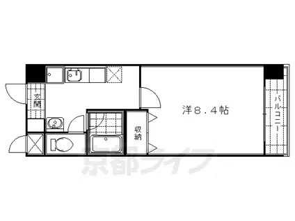 京都市烏丸線 烏丸御池駅 徒歩1分 16階建 築20年(1K/13階)の間取り写真
