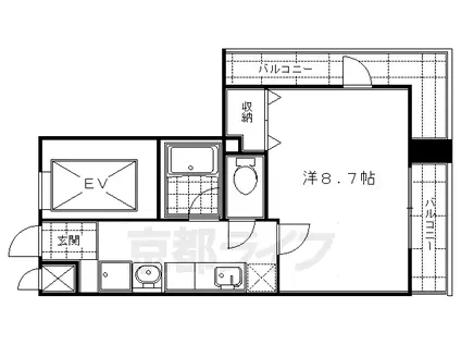 京都市烏丸線 烏丸御池駅 徒歩1分 16階建 築21年(1K/14階)の間取り写真