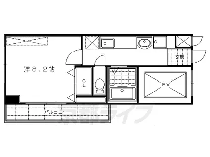 ハウスセゾン御所南(1K/15階)の間取り写真