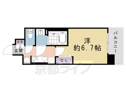 ソルテラス京都JUJO薫(1K/7階)の間取り写真