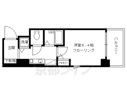 京都市烏丸線 烏丸御池駅 徒歩2分 9階建 築25年(1K/8階)の間取り写真