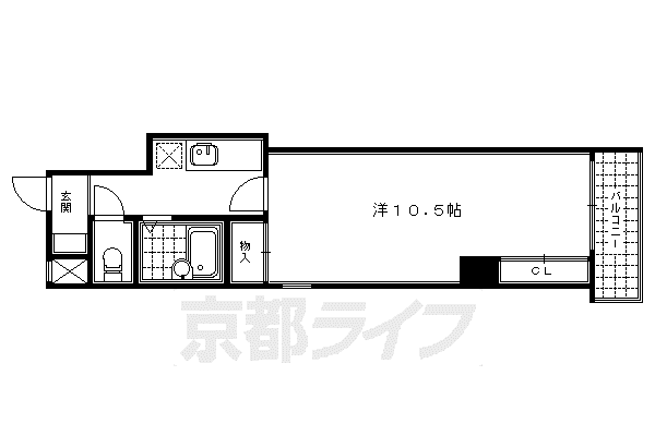 京都市烏丸線 丸太町駅(京都市営) 徒歩5分 6階建 築27年(1K/1階)の間取り写真