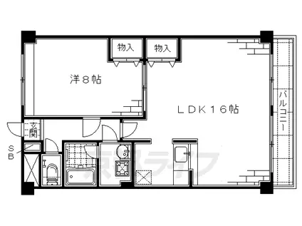 京都市烏丸線 竹田駅(京都) 徒歩7分 6階建 築29年(1LDK/3階)の間取り写真
