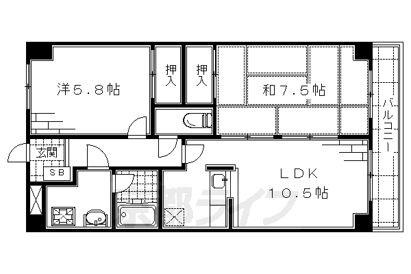 グレースナカミヤ(2LDK/2階)の間取り写真