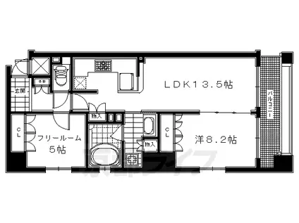 京都市烏丸線 烏丸御池駅 徒歩1分 14階建 築20年(2LDK/11階)の間取り写真