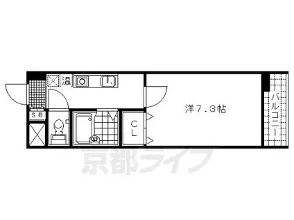 メイプル等持院(1K/2階)の間取り写真