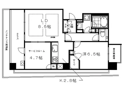 京都市烏丸線 烏丸御池駅 徒歩7分 5階建 築8年(1SLDK/1階)の間取り写真