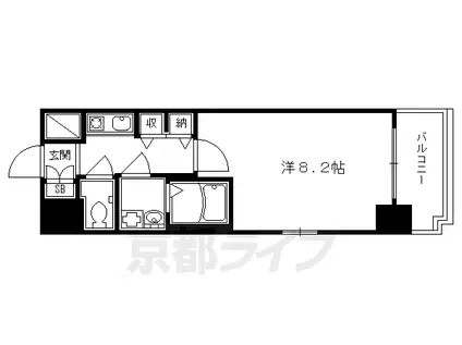 京都市東西線 二条城前駅 徒歩4分 11階建 築24年(1K/11階)の間取り写真