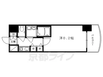 京都市東西線 二条城前駅 徒歩4分 11階建 築24年(1K/11階)の間取り写真