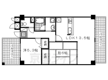 山陰本線 太秦駅(ＪＲ) 徒歩12分 7階建 築31年(2LDK/5階)の間取り写真