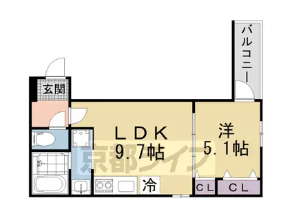 片町線 津田駅 徒歩8分 3階建 築1年(1LDK/1階)の間取り写真