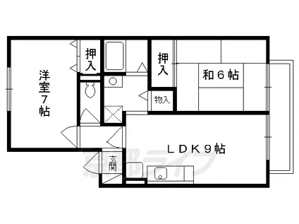 東海道本線 西大路駅 徒歩15分 2階建 築31年(2LDK/1階)の間取り写真