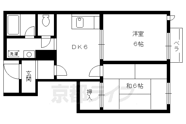 カーサ西ノ丘(2DK/1階)の間取り写真