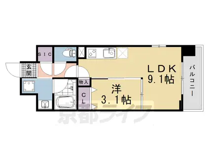 山陰本線 丹波口駅 徒歩5分 11階建 新築(1LDK/10階)の間取り写真