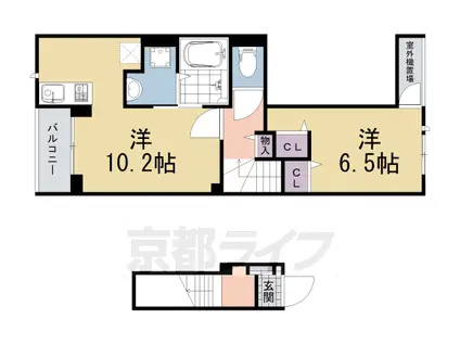 近鉄京都線 大久保駅(京都) 徒歩10分 3階建 築1年(1LDK/2階)の間取り写真