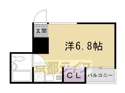 京都市東西線 西大路御池駅 徒歩6分 5階建 築37年(ワンルーム/2階)の間取り写真