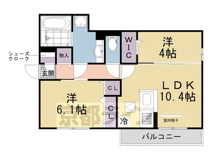 京阪電気鉄道京阪線 石清水八幡宮駅 徒歩6分 2階建 築1年(2LDK/1階)の間取り写真
