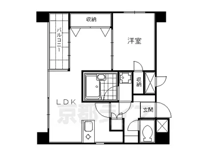 プリオール烏丸三条(1LDK/3階)の間取り写真
