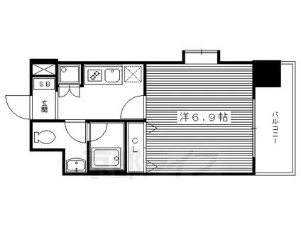 京都市烏丸線 烏丸御池駅 徒歩5分 11階建 築23年(1K/4階)の間取り写真