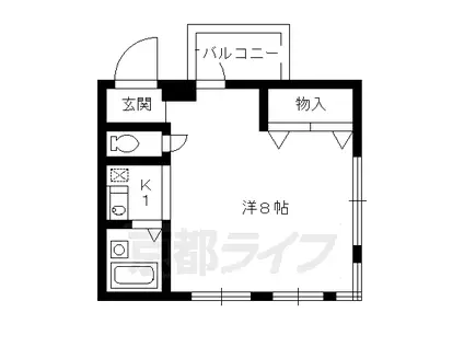 京都市烏丸線 丸太町駅(京都市営) 徒歩2分 4階建 築30年(1K/4階)の間取り写真