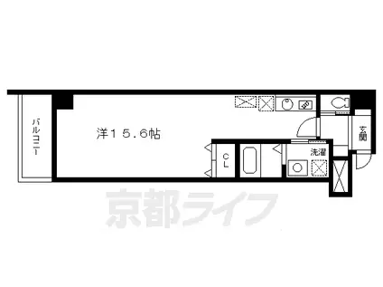 京都市東西線 二条城前駅 徒歩5分 8階建 築20年(ワンルーム/6階)の間取り写真