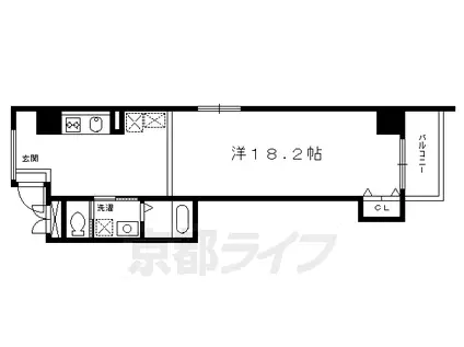 京都市東西線 二条城前駅 徒歩5分 8階建 築20年(ワンルーム/8階)の間取り写真