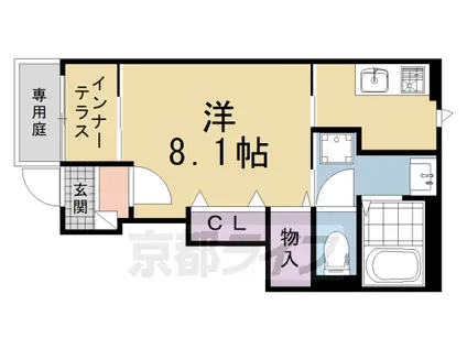 京都市烏丸線 北大路駅 徒歩15分 2階建 新築(1K/1階)の間取り写真
