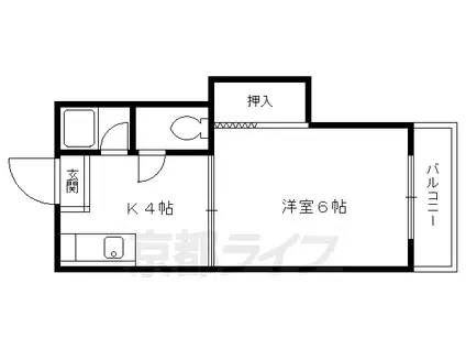 京阪電気鉄道京阪線 伏見桃山駅 徒歩8分 2階建 築43年(1K/2階)の間取り写真