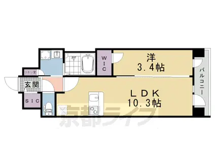 京都市烏丸線 十条駅(京都市営) 徒歩4分 7階建 新築(1LDK/5階)の間取り写真