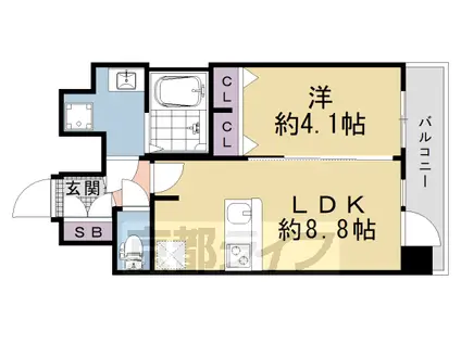 京都市烏丸線 十条駅(京都市営) 徒歩4分 7階建 新築(1LDK/7階)の間取り写真