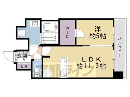 京都市烏丸線 十条駅(京都市営) 徒歩4分 7階建 新築(1LDK/6階)の間取り写真