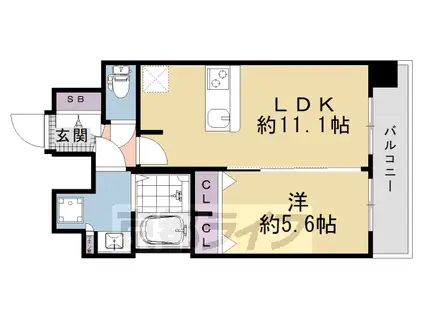 京都市烏丸線 十条駅(京都市営) 徒歩4分 7階建 新築(1LDK/6階)の間取り写真