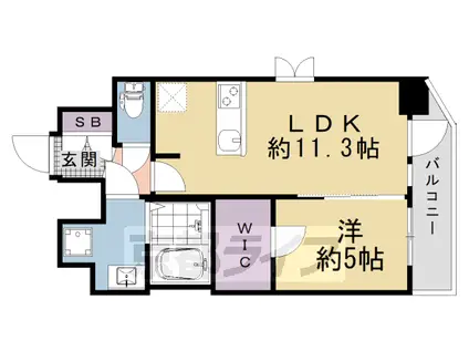 京都市烏丸線 十条駅(京都市営) 徒歩4分 7階建 新築(1LDK/5階)の間取り写真