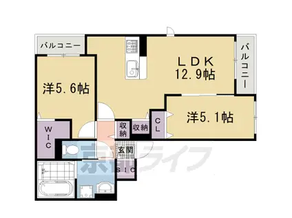 阪急電鉄京都線 西院駅(阪急) 徒歩10分 3階建 築1年(2LDK/3階)の間取り写真