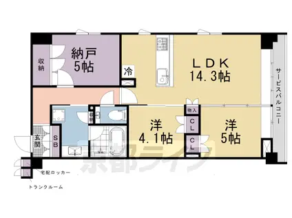 京都市東西線 京都市役所前駅 徒歩8分 5階建 築1年(2SLDK/3階)の間取り写真