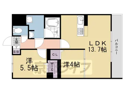 奈良線 城陽駅 徒歩4分 3階建 新築(2LDK/3階)の間取り写真