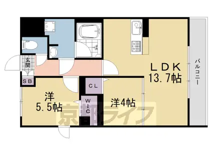 奈良線 城陽駅 徒歩4分 3階建 新築(2LDK/3階)の間取り写真