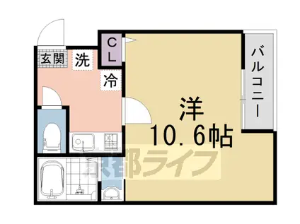 京都市東西線 西大路御池駅 徒歩8分 4階建 築1年(1K/1階)の間取り写真