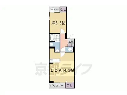 京阪電気鉄道京阪線 石清水八幡宮駅 徒歩15分 3階建 築3年(1LDK/1階)の間取り写真