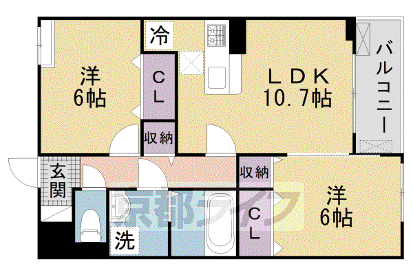 京阪電気鉄道京阪線 石清水八幡宮駅 徒歩44分 3階建 築3年(2LDK/1階)の間取り写真