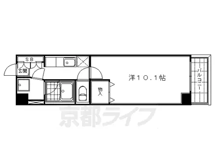 京都市烏丸線 烏丸御池駅 徒歩9分 8階建 築21年(1K/1階)の間取り写真