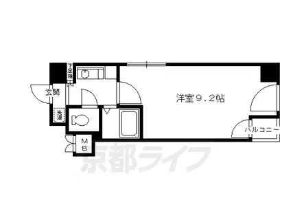 グランドパレス御池(1K/4階)の間取り写真